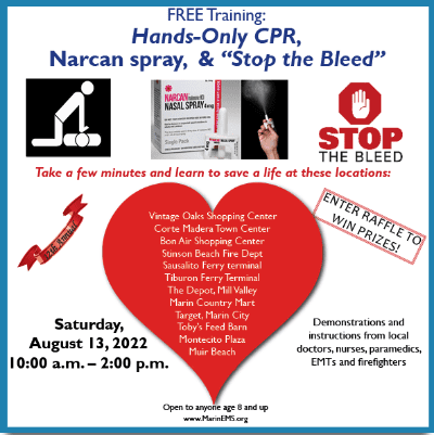 County EMS Serves Up Free Workshop on CPR, Narcan Use – Aug. 13, 10am-2pm at Depot Plaza