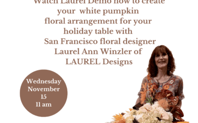 Aerena Galleries and Laurel Designs Host a Free Demo on Making a Holiday White Pumpkin Floral Arrangement – Nov. 15, 11am