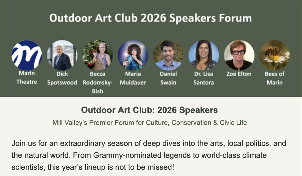 The Outdoor Art Club Hosts an Extraordinary Season of Deep Dives into the Arts, Local Politics & the Natural World, From Grammy-Nominated Legends to World-Class Climate Scientists!